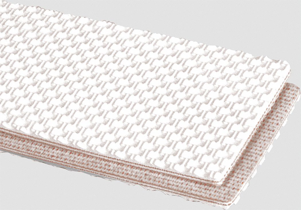 Food-Grade Multi-Ply Conveyor Belt: 10 in Belt Wd, 3/32 in Belt Thick, Cut to Lg (15 ft Min), White