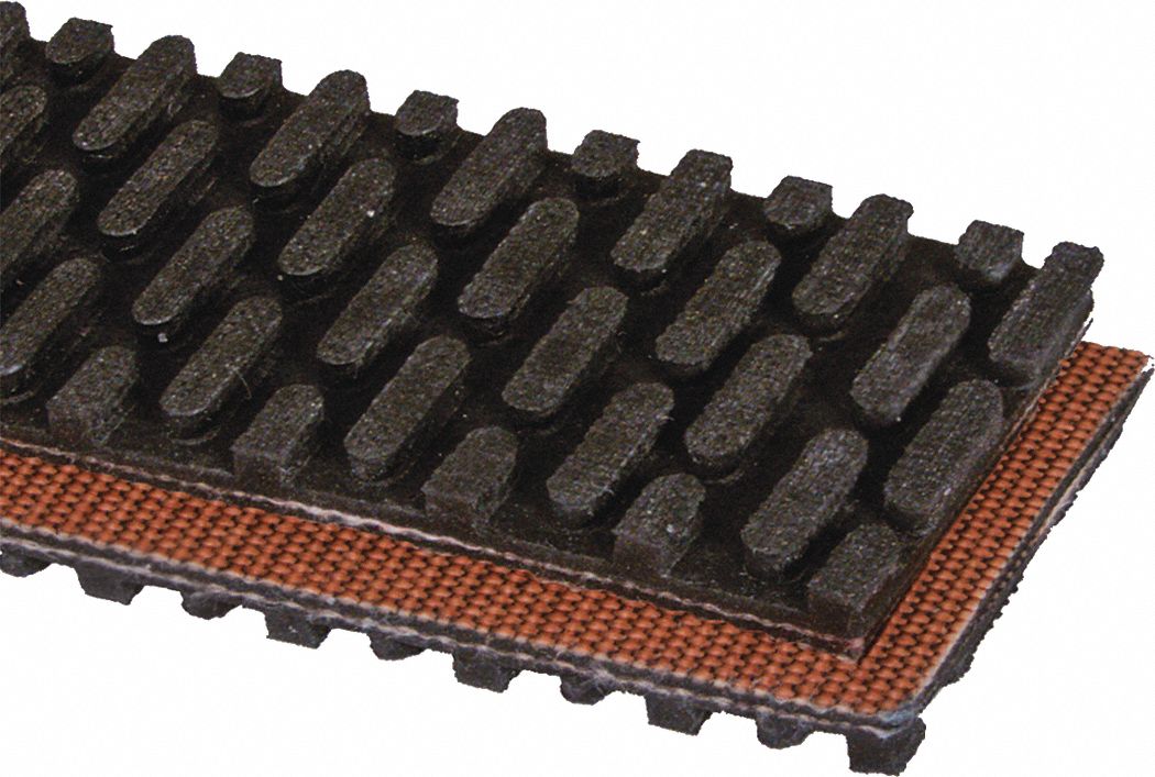 High-Grip Multi-Ply Conveyor Belt: 8 in Belt Wd, 5/16 in Belt Thick, Cut to Lg (15 ft Min), Black
