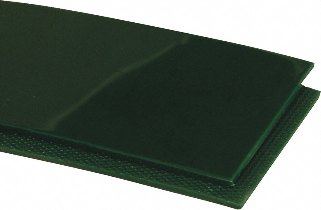 Heavy-Duty Multi-Ply Conveyor Belt: 10 in Belt Wd, 3/16 in Belt Thick, Cut to Lg (15 ft Min), Green