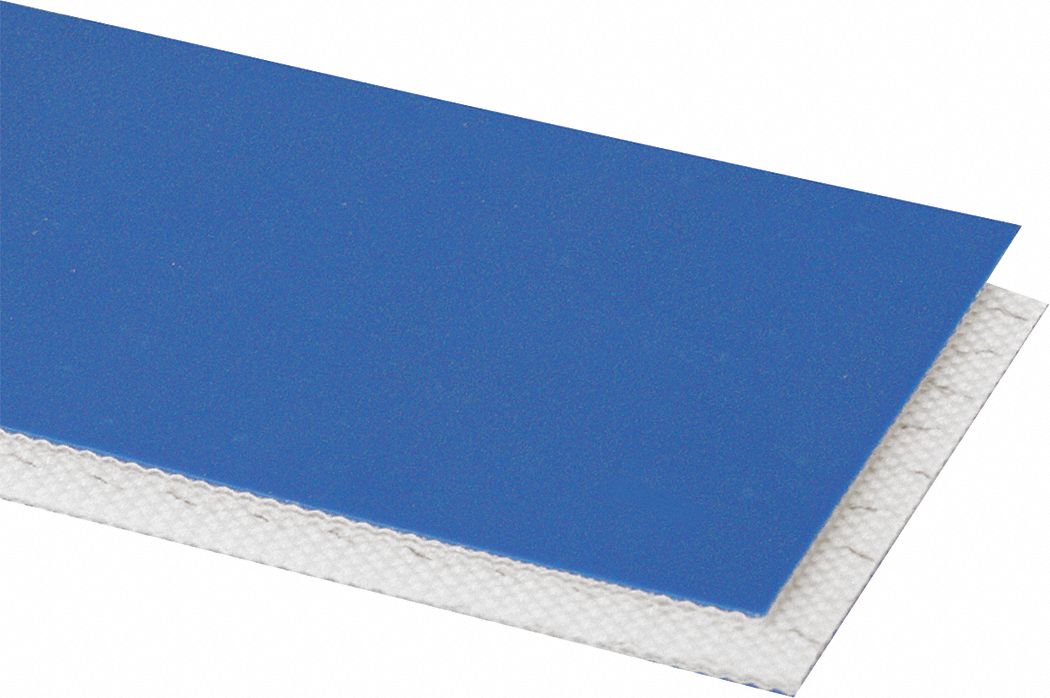 Food-Grade Multi-Ply Conveyor Belt: 10 in Belt Wd, 1/16 in Belt Thick, Cut to Lg (15 ft Min), Blue