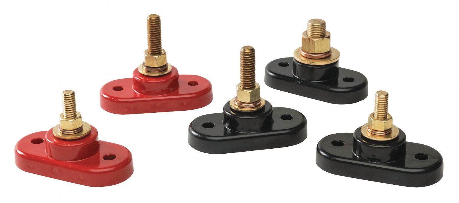 Battery Terminal: Stud, Red Color, Neutral, Brass, 2 15/16 in Overall Lg