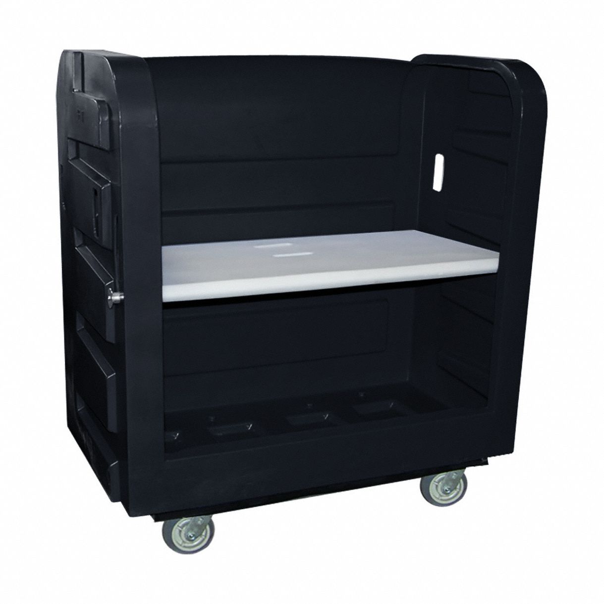 Linen Cart: Black, (4) Swivel, 50 1/2 in Overall Lg, 54 3/4 in Overall Ht