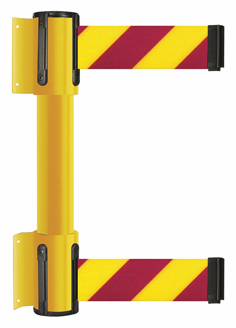 Belt Barrier, 13 ft, Magenta/Yellow Strip