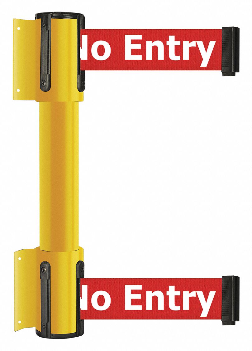 Belt Barrier, 13 ft, No Entry, Yellow