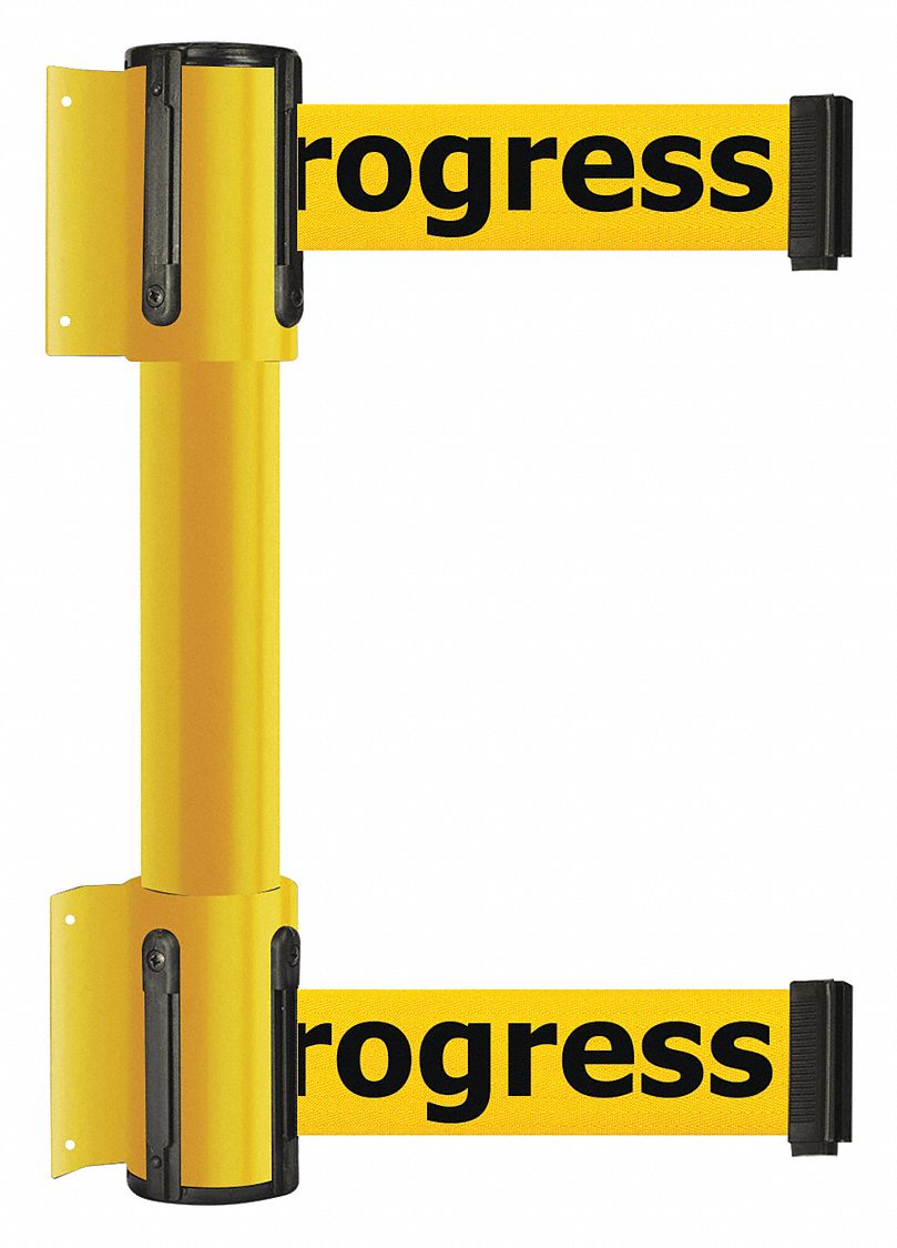Belt Barrier, Cleaning In Progress, Yellow