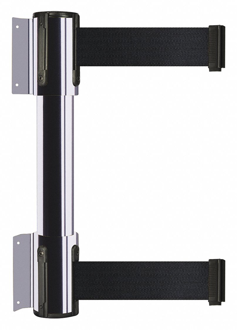 Belt Barrier, 2 Belts, Polished Chrome