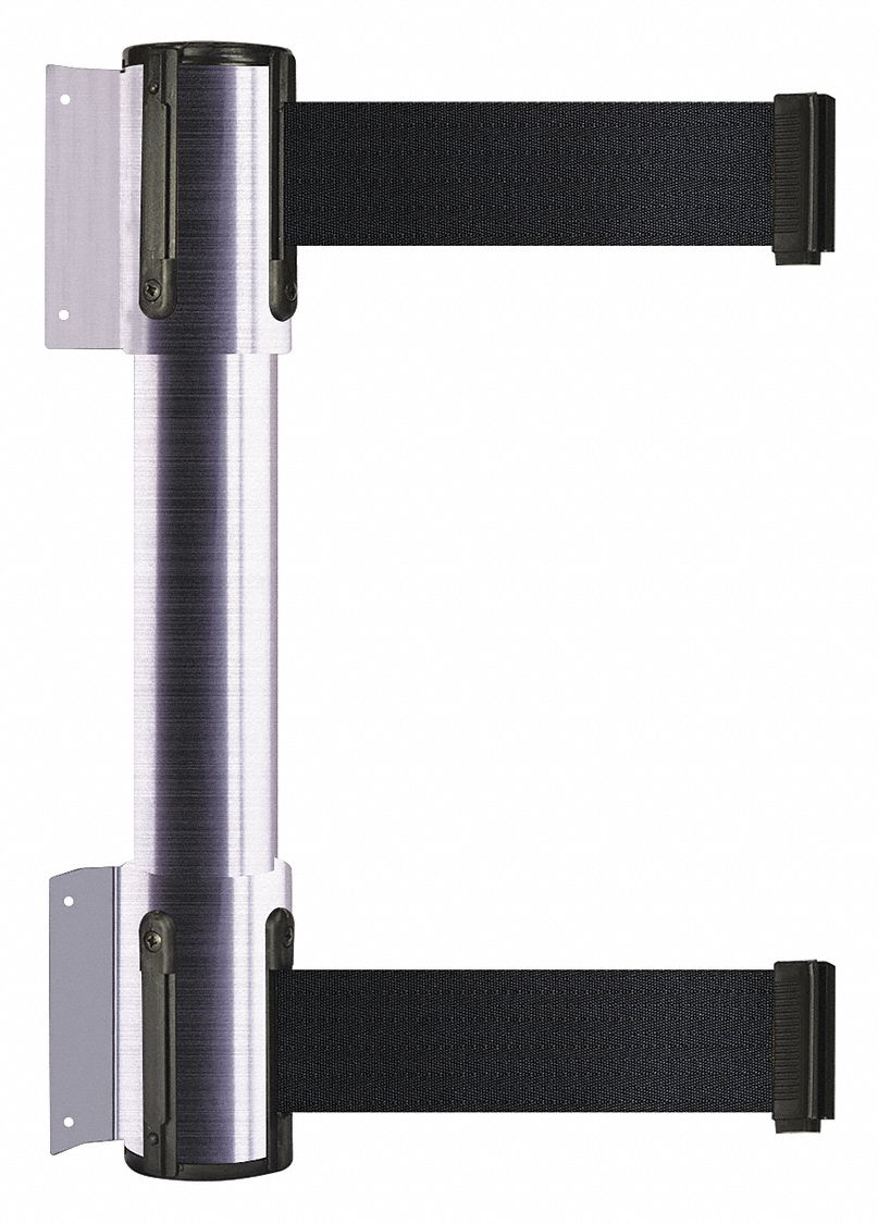 Belt Barrier, 2 Belts, Satin Chrome
