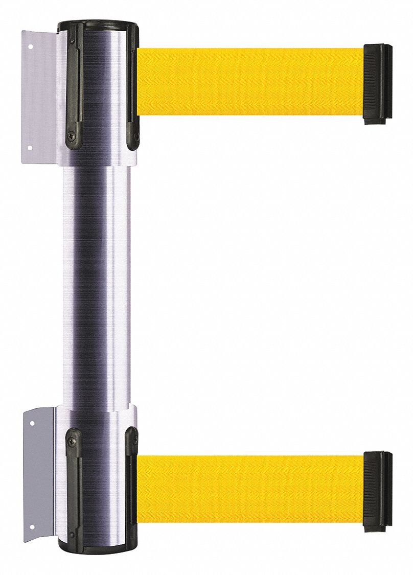Belt Barrier, Yellow, Satin Chrome