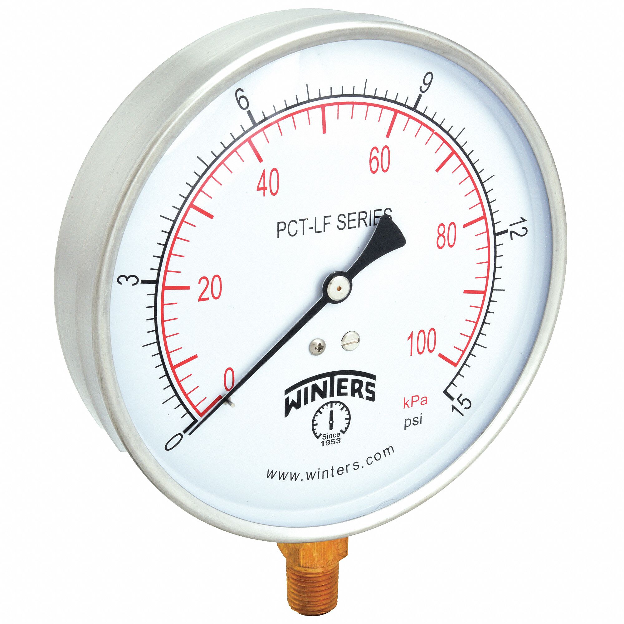 GAUGE,PRESSURE,4-1/2IN.,0 TO 15 PSI