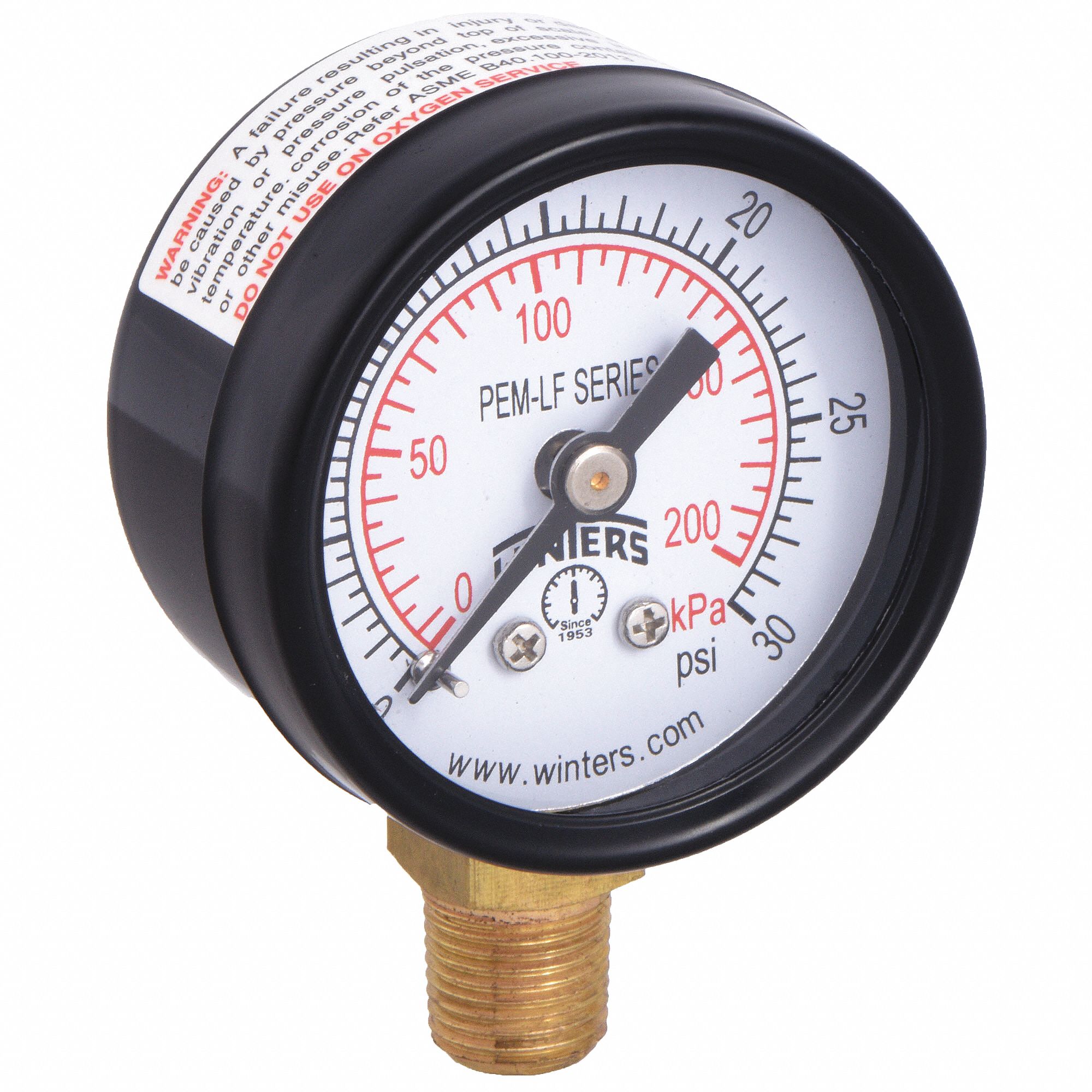 GAUGE,PRESSURE,1-1/2IN.,0 TO 30 PSI
