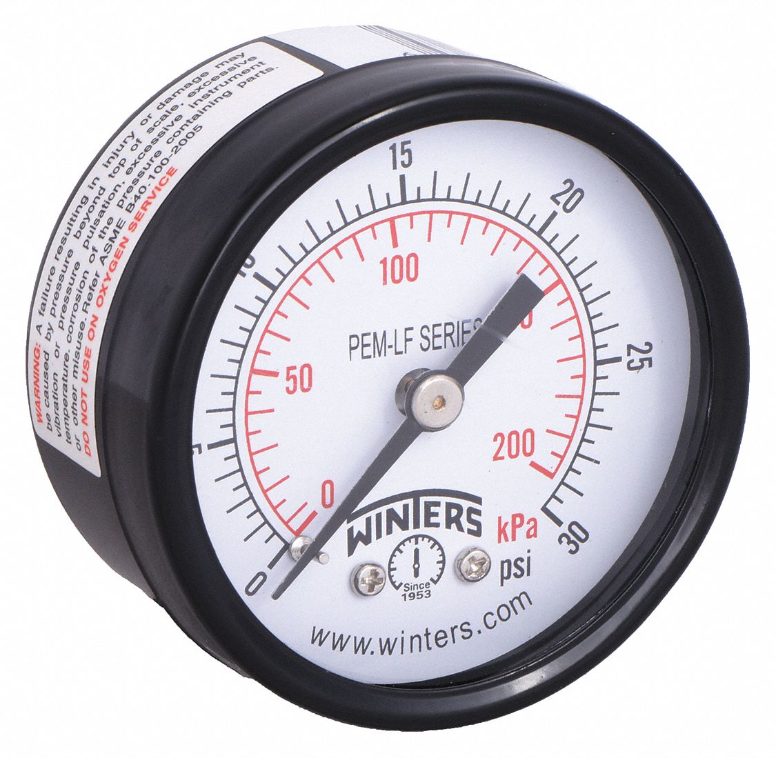 Gauge, Pressure, 2in., 0 to 30 psi