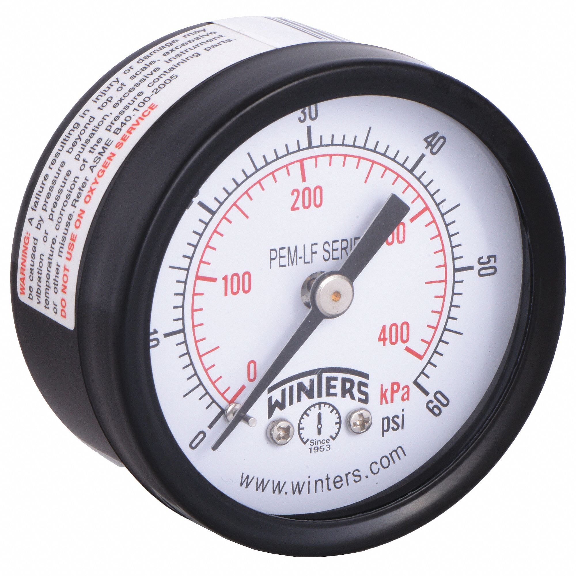 Gauge, Pressure, 2in., 0 to 60 psi