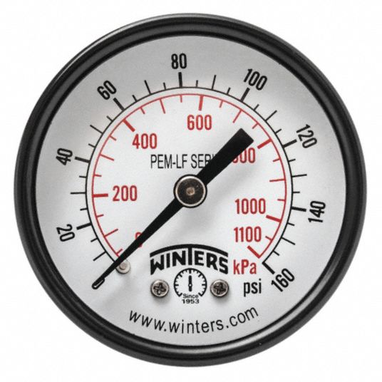 NEW WINTERS 36TV94 PRESSURE GAUGE 2" 0-160 PSI PEM197LF 