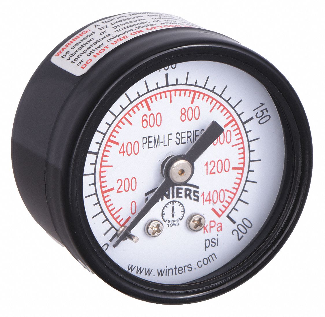 Gauge, Pressure, 1-1/2in., 0 to 200 psi