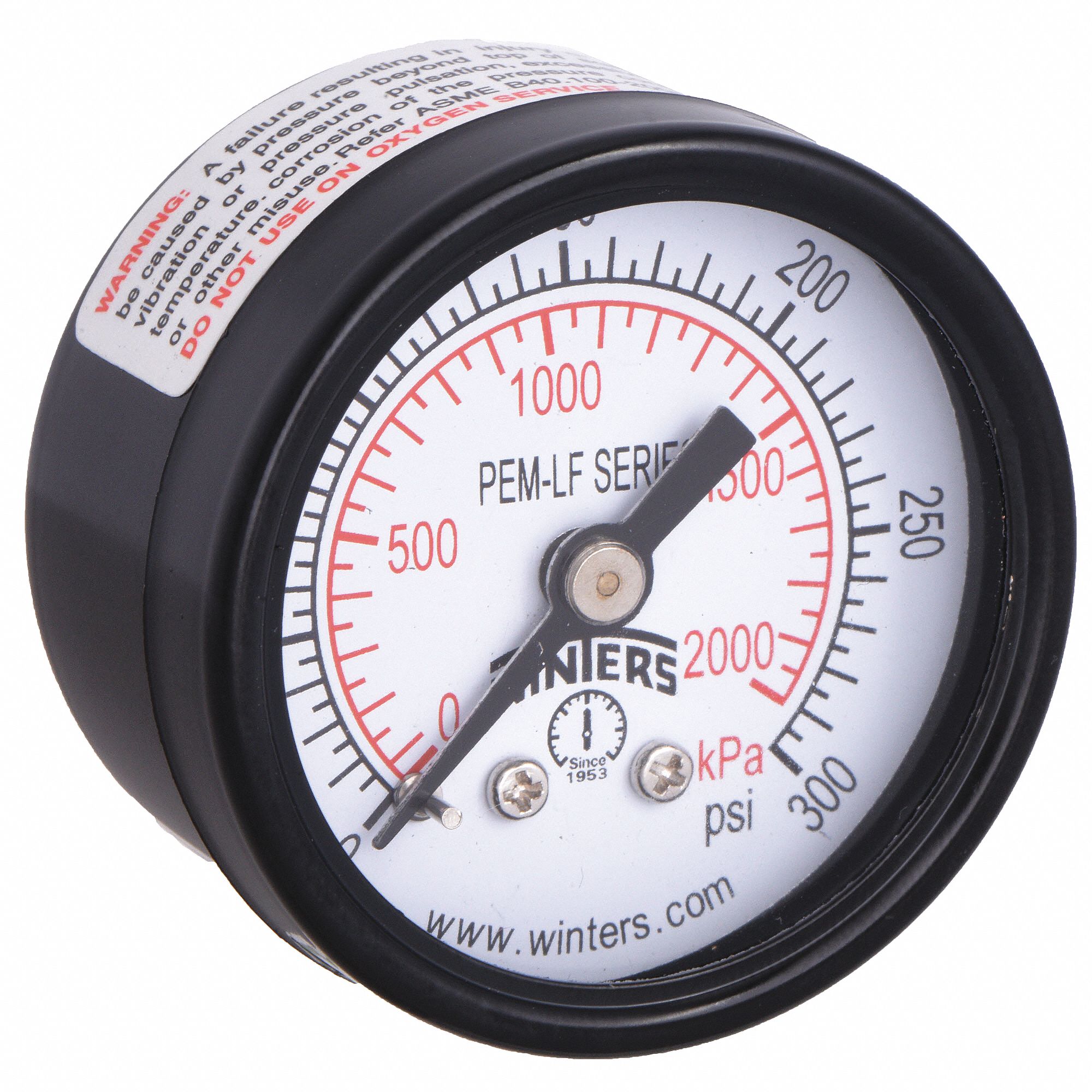 WINTERS, Pressure Gauge 36TV77PEM1423LF Grainger