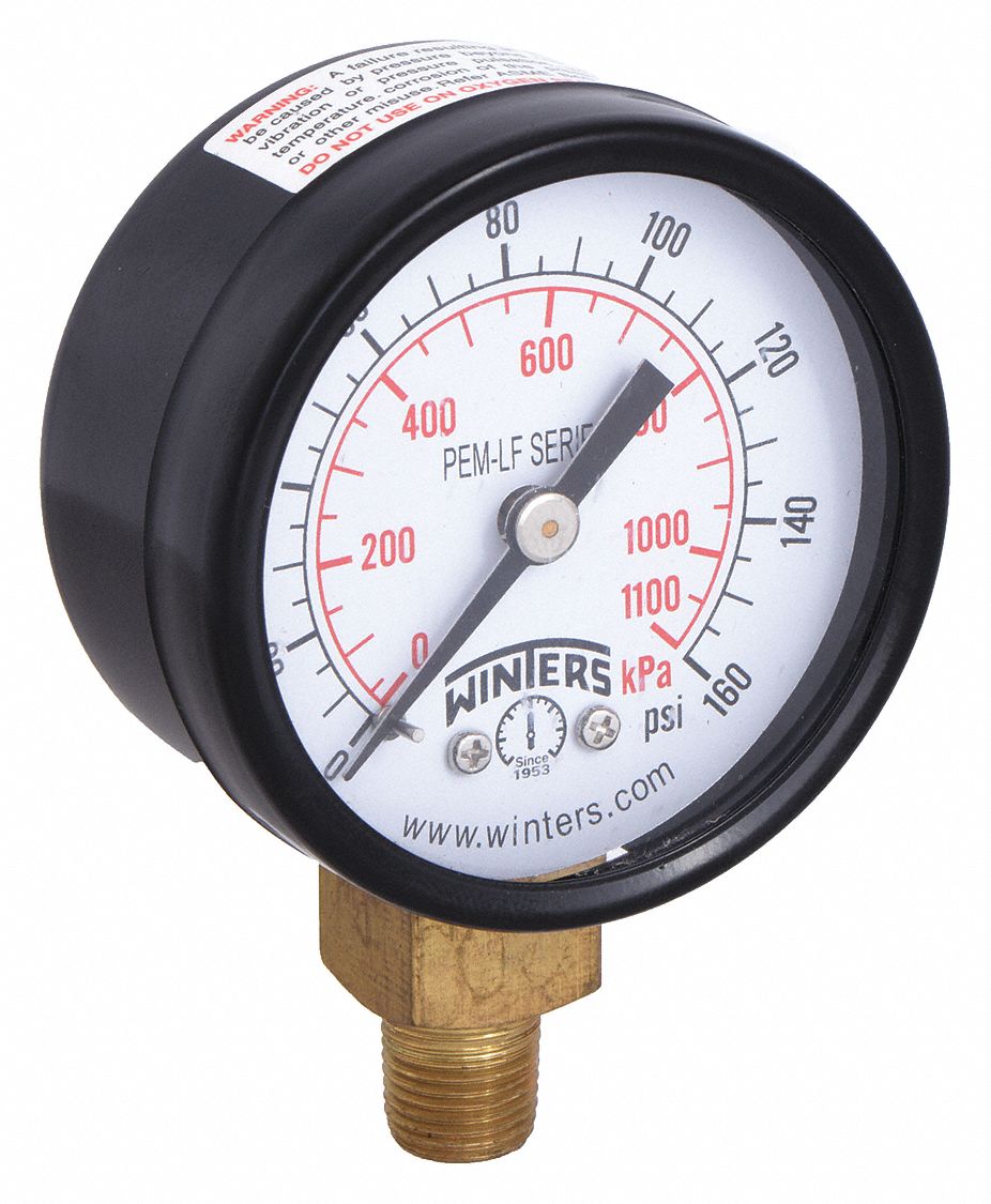 MANOMETRE,2 PO,0-160 LB/PO2