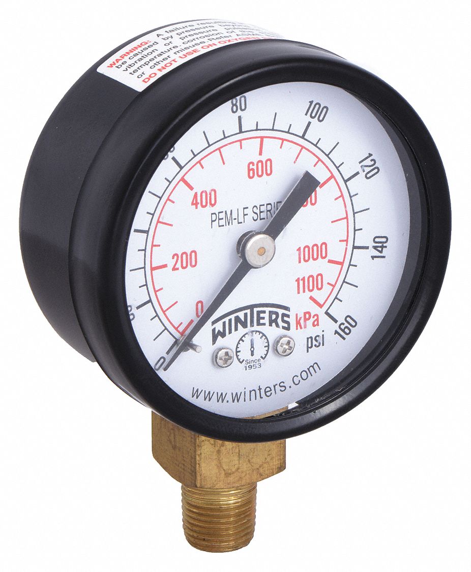 GAUGE,PRESSURE,2IN.,0 TO 160 PSI