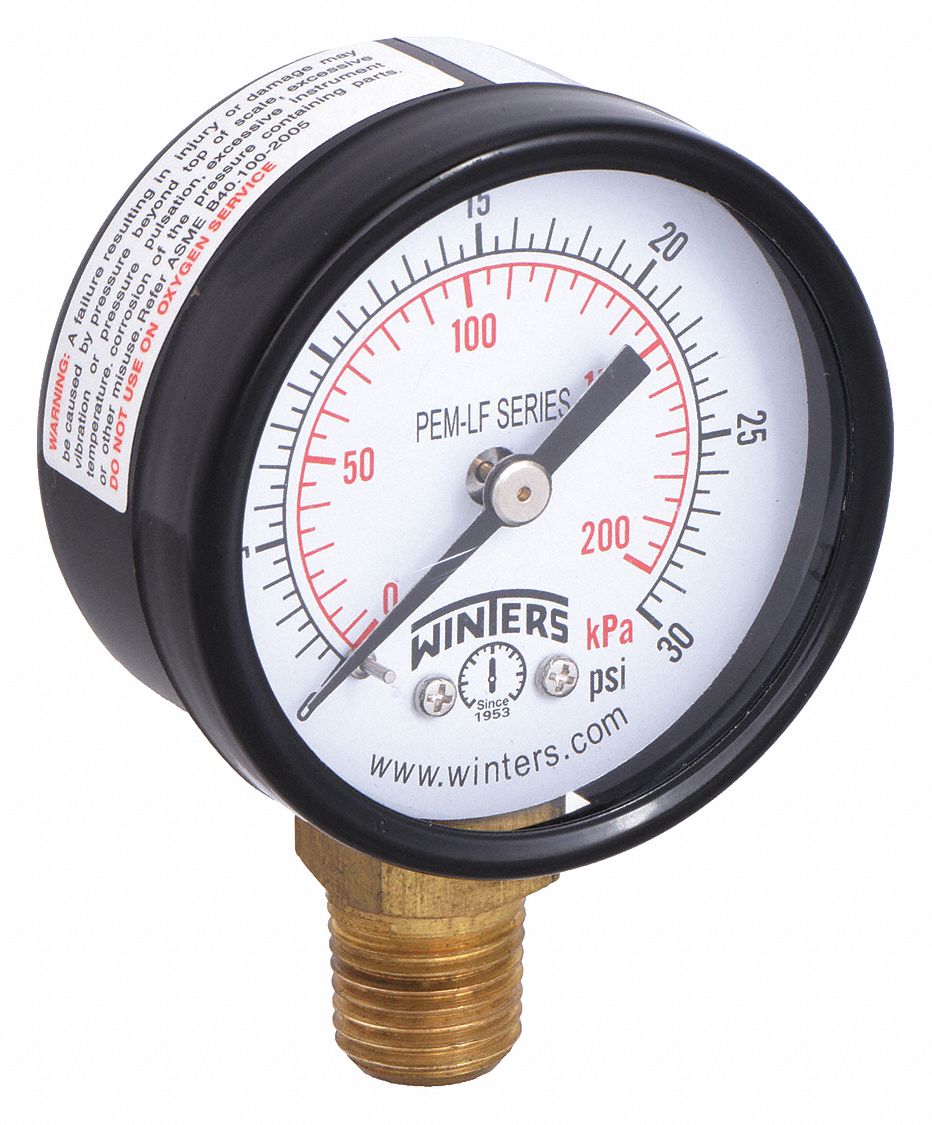 GAUGE,PRESSURE,2IN.,0 TO 30 PSI