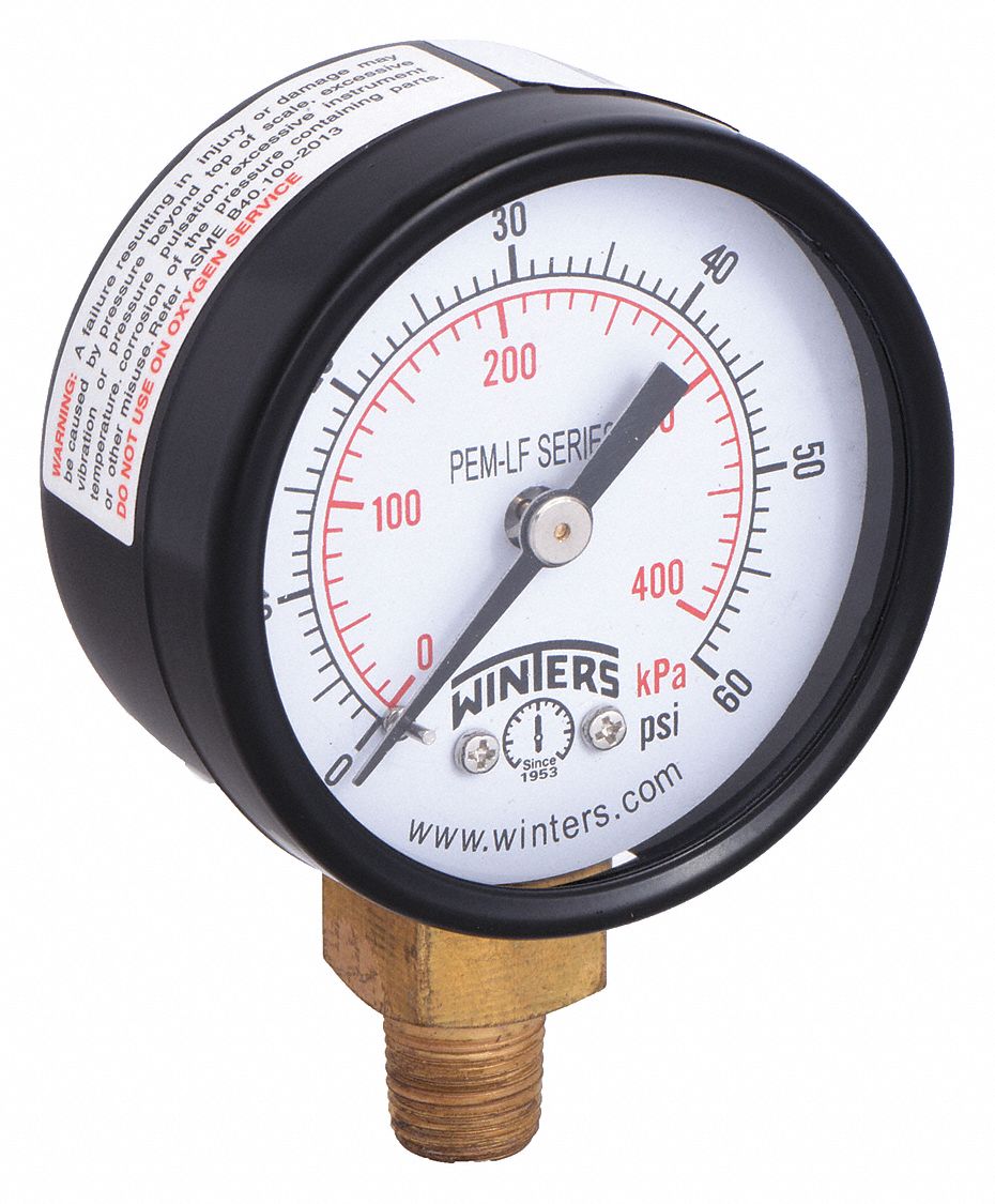 GAUGE,PRESSURE,2IN.,0 TO 60 PSI