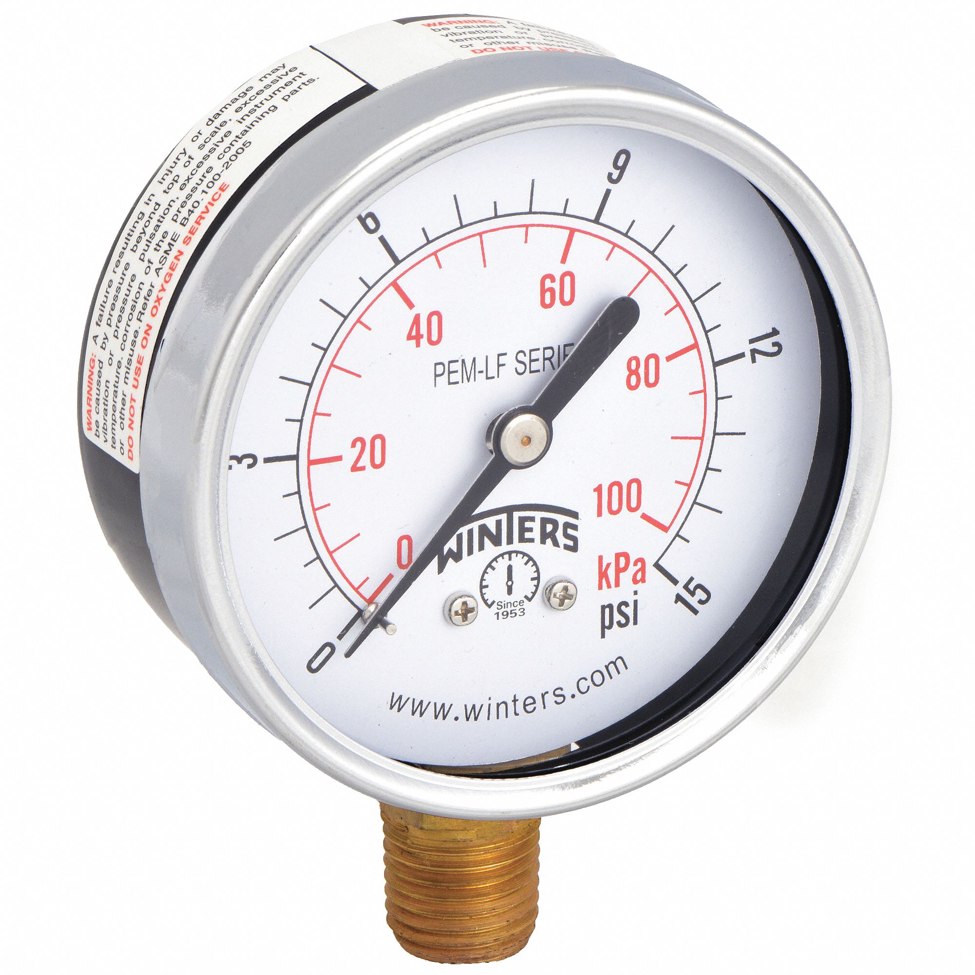 GAUGE,PRESSURE,2-1/2IN.,0 TO 15 PSI