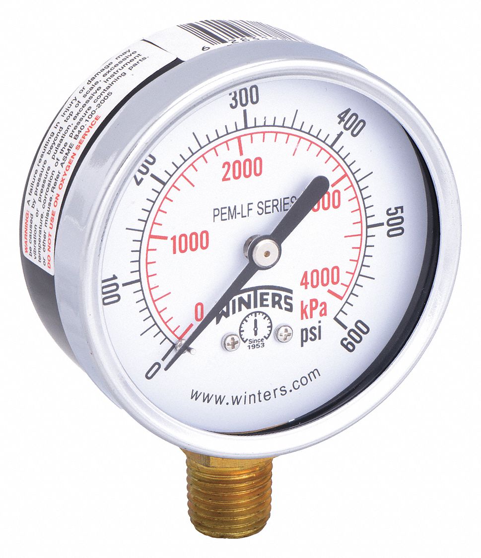 GAUGE,PRESSURE,2-1/2IN.,0 TO 600 PSI