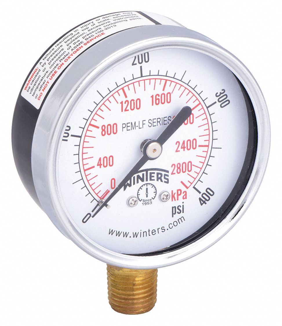 MANOMETRE,2-1/2 PO,0-400 LB/PO2