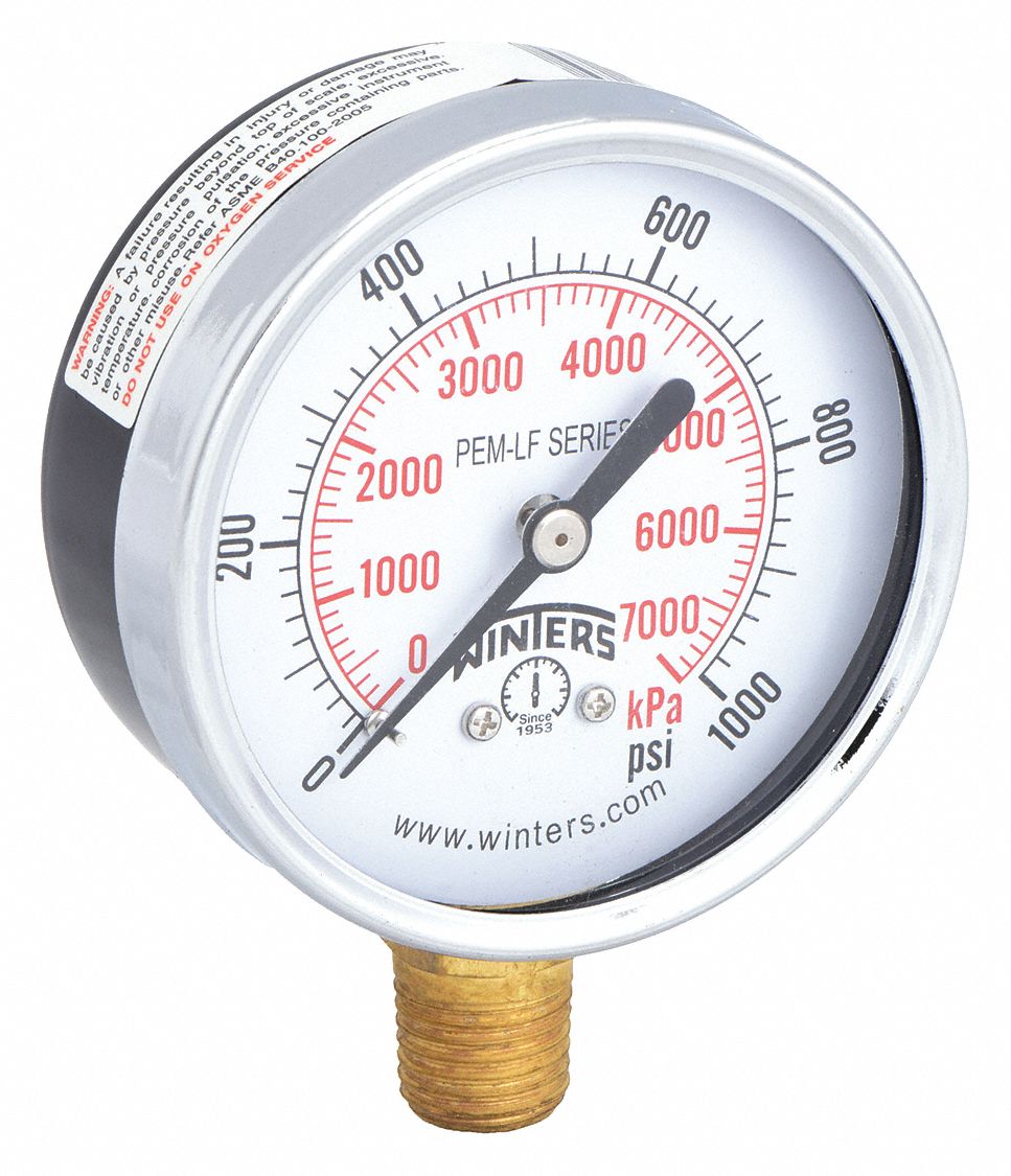 GAUGE,PRESSURE,2-1/2IN.,0 TO 1000 PSI