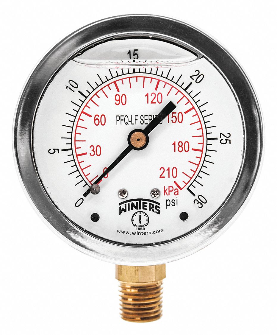 Pressure Gauge 0-30 2-1/2" face 1/4 NPT  H2O PIC Gauge New Stainless 