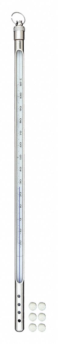 Armored Liquid In Glass Thermometer: -20°C to 110°C, Partial Immersion, 3 in Immersion Dp