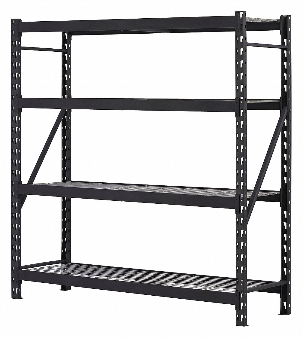 EDSAL Bulk Storage Rack: Starter, Medium-Duty, 77 in x 24 in x 78 in, Steel  Wire, 4 Shelves
