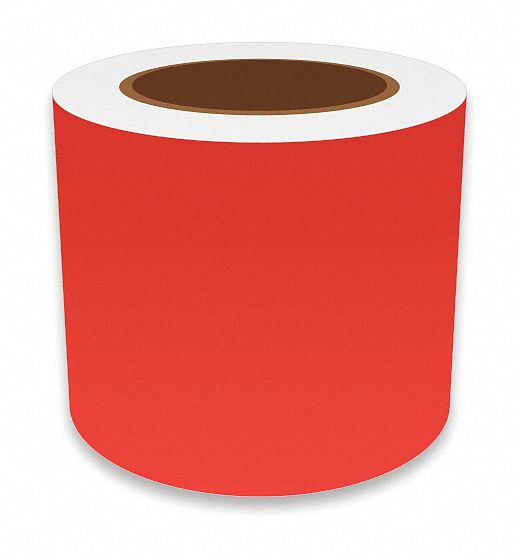 Continuous Label Stock: 4 in x 75 ft, Vinyl, Fluorescent Orange (Gloss), Indoor