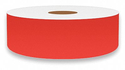 Continuous Label Stock: 1 in x 75 ft, Vinyl, Fluorescent Orange (Gloss), Indoor