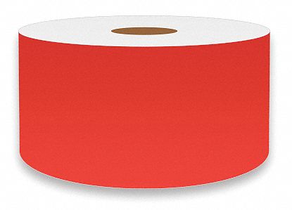 Continuous Label Stock: 2 in x 75 ft, Vinyl, Fluorescent Orange (Gloss), Indoor