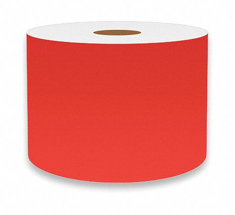 Continuous Label Stock: 3 in x 75 ft, Vinyl, Fluorescent Orange (Gloss), Indoor
