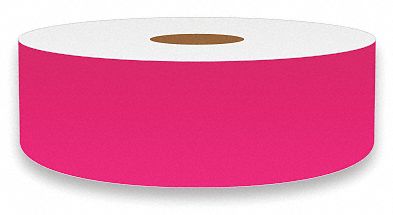 Continuous Label Stock: 1 in x 75 ft, Vinyl, Fluorescent Pink (Gloss), Indoor