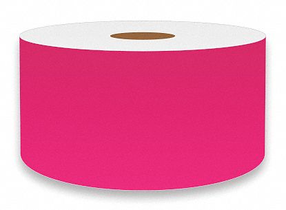 Continuous Label Stock: 2 in x 75 ft, Vinyl, Fluorescent Pink (Gloss), Indoor