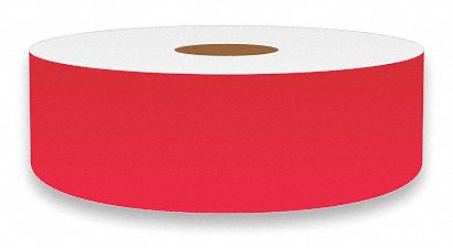 Continuous Label Stock: 1 in x 75 ft, Vinyl, Fluorescent Red (Gloss), Indoor