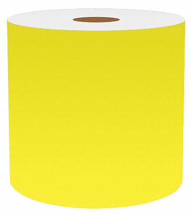 Continuous Label Stock: 4 in x 75 ft, Vinyl, Fluorescent Yellow (Gloss), Indoor