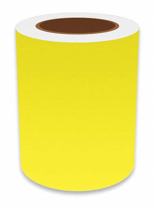 Continuous Label Stock: 6 in x 75 ft, Vinyl, Fluorescent Yellow (Gloss), Indoor