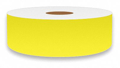 Continuous Label Stock: 1 in x 75 ft, Vinyl, Fluorescent Yellow (Gloss), Indoor