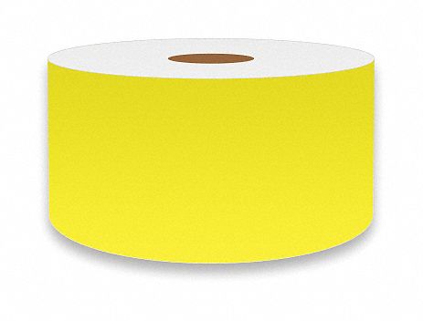Continuous Label Stock: 2 in x 75 ft, Vinyl, Fluorescent Yellow (Gloss), Indoor