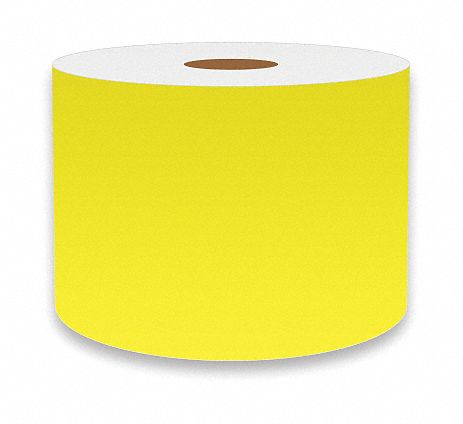 Continuous Label Stock: 3 in x 75 ft, Vinyl, Fluorescent Yellow (Gloss), Indoor