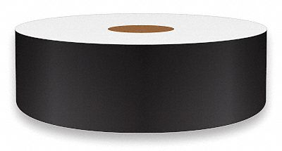 Continuous Label Stock: 1 in x 75 ft, Vinyl, Black (Gloss), Indoor