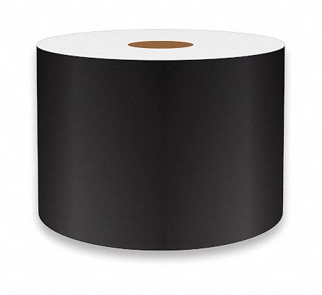 Continuous Label Stock: 3 in x 75 ft, Vinyl, Black (Gloss), Indoor