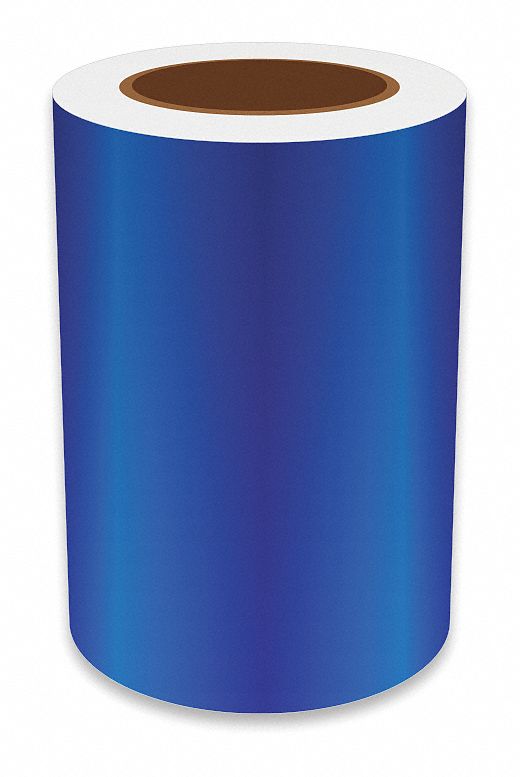 Continuous Label Stock: 7 in x 75 ft, Vinyl, Blue (Gloss), Indoor/Outdoor