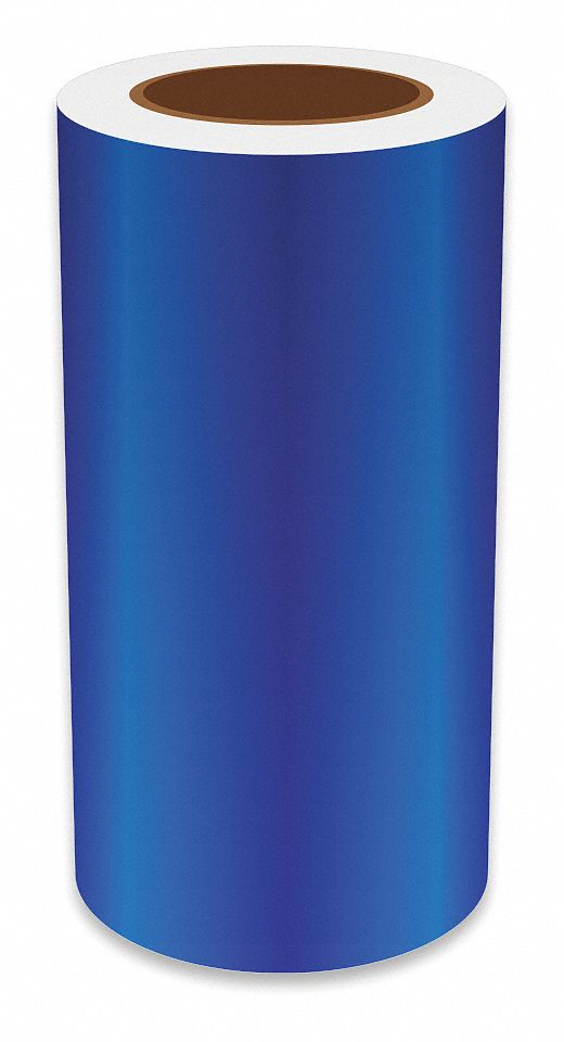 Continuous Label Stock: 9 in x 75 ft, Vinyl, Blue (Gloss), Indoor/Outdoor