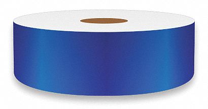 Continuous Label Stock: 1 in x 75 ft, Vinyl, Blue (Gloss), Indoor