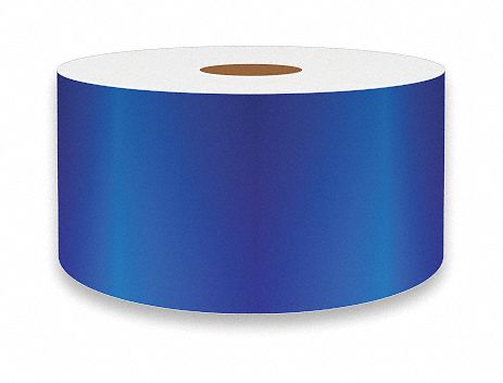 Continuous Label Stock: 2 in x 75 ft, Vinyl, Blue (Gloss), Indoor