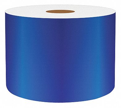 Continuous Label Stock: 3 in x 75 ft, Vinyl, Blue (Gloss), Indoor
