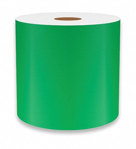 Continuous Label Stock: 4 in x 75 ft, Vinyl, Green (Gloss), Indoor/Outdoor